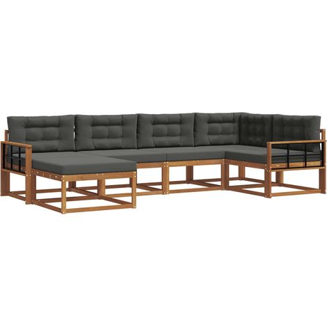 Conjunto de sofás de exterior 6 uds. Natural y Antracita vidaXL (1/5)