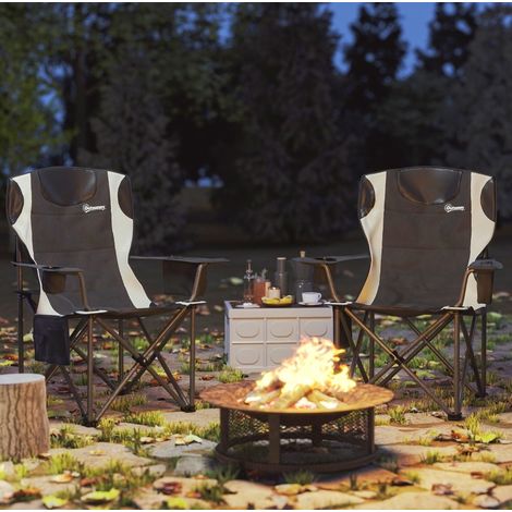 Silla camping plegable acolchada con nevera negra HAVRYA (1/5)