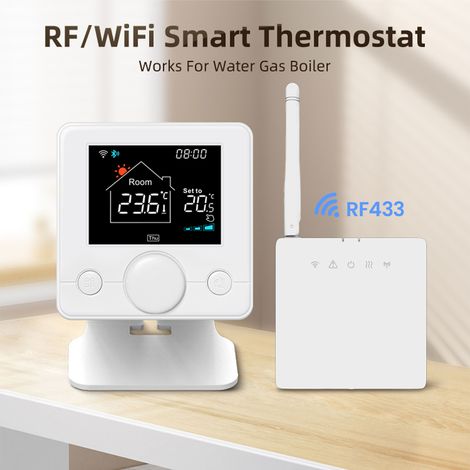 Jeffergarden Thermostat intelligent Tuya WiFi avec programmation hebdomadaire, sécurité enfant et régulateur de température pour chaudières murales, compatible avec Alexa et les assistants vocaux. (1/5)