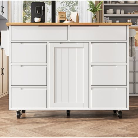 Mueble cocina con mesa abatible y 8 cajones blanco OKMYHOME (1/5)