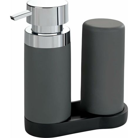 Station de lavage Easy-Squeeze, distributeur de savon à vaisselle et distributeur de savon liquide, gris, 240 ml, 15 x 18 x 7 cm (1/5)