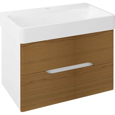 Sapho Mediena - Mueble lavabo 77x51x49 cm, blanco mate/roble natural MD082 (1/5)