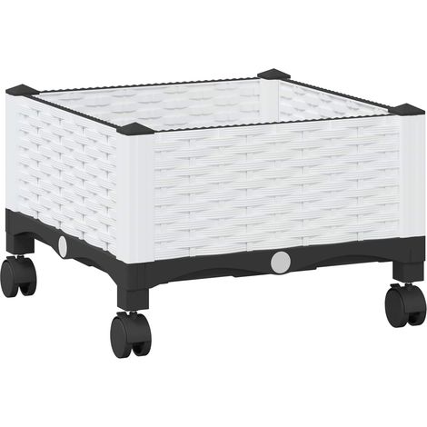 Garden Planter with Wheels White 40 x 40 x 33 cm PP vidaXL (1/5)
