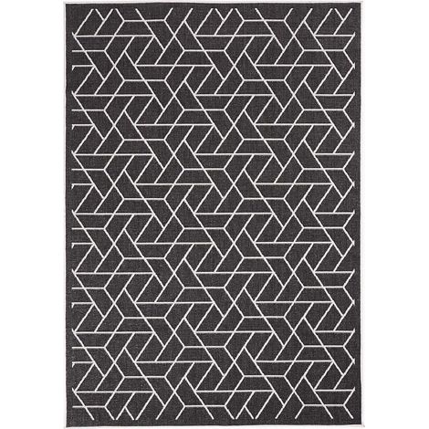 Tapis extérieur, kilim reversible LYN2 R REVERSIBLE 80x150 noir et crème