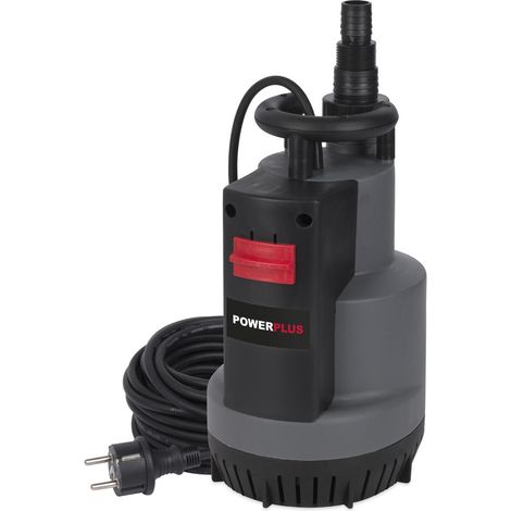 Pompe submersible 750 W – Débit 12500 l/h – Température max 35°C – Profondeur d'aspiration 7 m – Auto-amorçante avec flotteur – Powerplus
