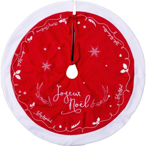 Tapis rond pour sapin de Noël en feutrine à message