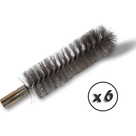 Ecouvillon INOX Condenseur Lot de 6 Ø 25 mm Raccord laiton taraudé M6 femelle Torsade en acier galvanisé Brosse nettoyage paroi tube alésage Kibros 4TCI25x6