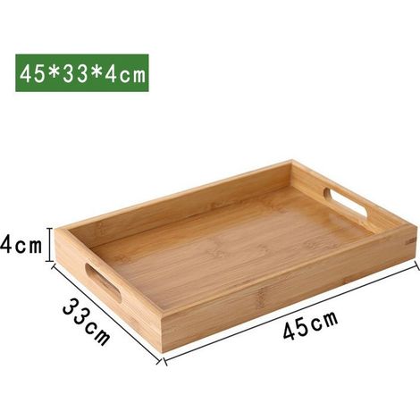 Plateau En Bambou Rectangulaire Pour Service De Thé Et Pain - Design Minimaliste En Bois Massif - Usage Domestique Polyvalent - 1 Pièce (1/5)