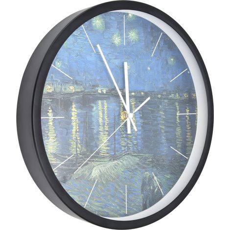 Horloge Murale LED avec Commande Sonore, Réveil de Nuit Métal Noir, Ronde pour Salon (1/5)