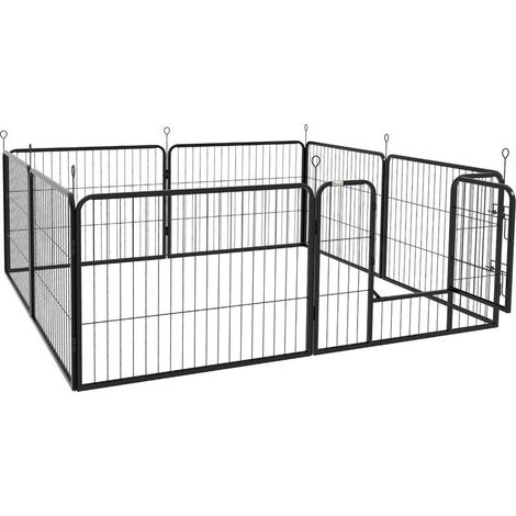 Parc à chiots enclos pour animaux, pliable, porte verrouillable, résistant aux intempéries, 8 panneaux, noir (1/5)