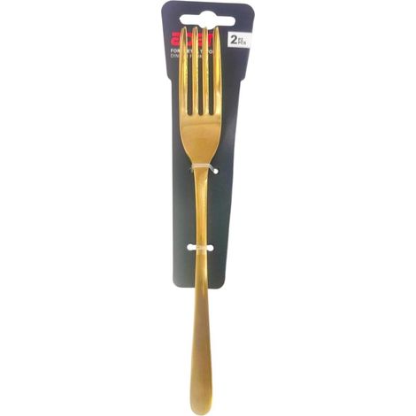 Abert set 2 pz forchetta tavola Bean gold acciaio inox 18/c PVD oro lucido