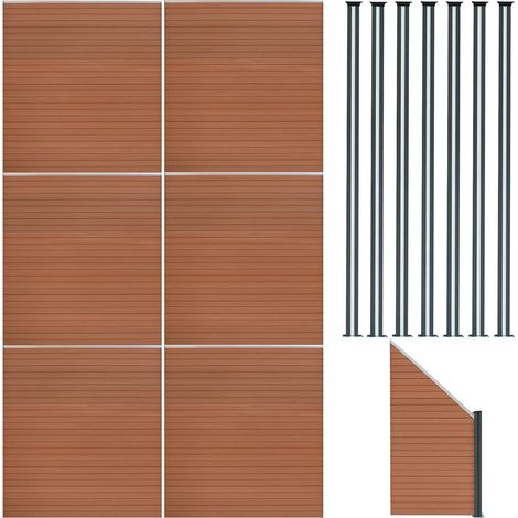 Composite Fence Panels x 6 Angled Piece & 8 Metal Posts 6ft (1/5)