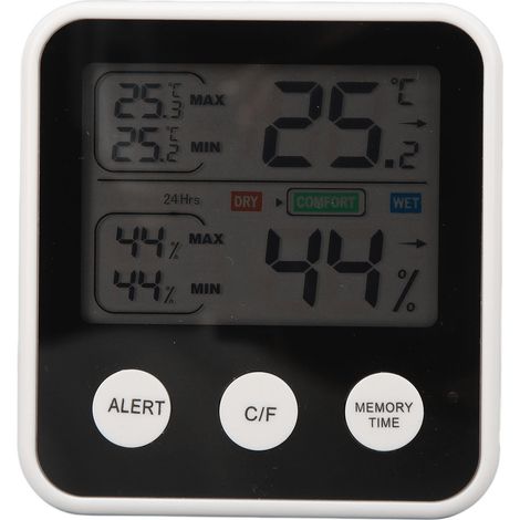 Thermomètre Hygromètre Numérique LCD Digital, Indicateur Température Humidité, Hygrothermographe Noir (1/5)