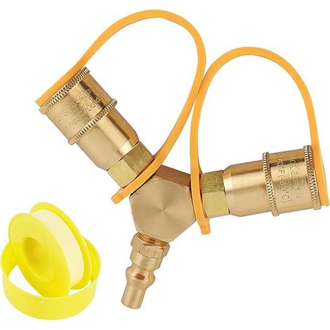 Adaptateur de raccordement pour bouteille de gaz, adaptateur pour bouteille de gaz, raccord rapide à trois voies type 1/4Y, adaptateur de gonflage hexagonal (1/5)