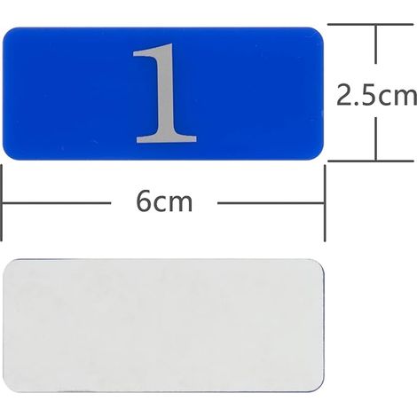 Plastic Rectangle Sticker for Locker Table Number Blue (1/2)