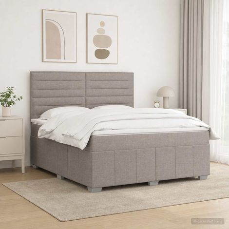 vidaXL Lit boxspring avec matelas Taupe 140 x 190 cm Tissu (1/5)