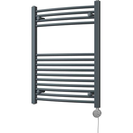 Zennor - Anthracite Electric Towel Rail H800mm x W600mm Curved 400w Thermostatic (1/3)
