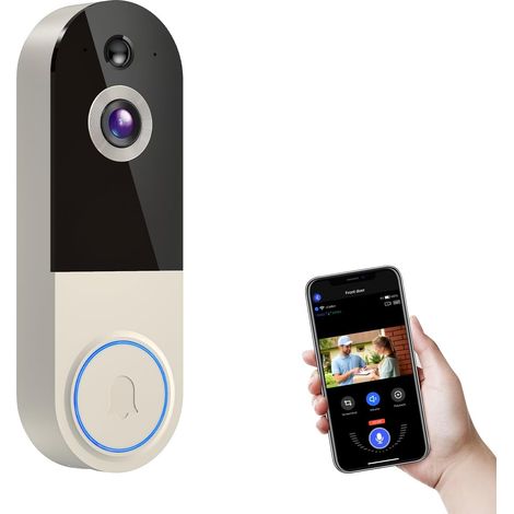 Drahtlose Video-Türklingel, KI-Personenerkennung, Zwei-Wege-Kommunikation, Nachtsicht, Cloud-Speicher, 2,4-GHz-WLAN, Batteriebetrieb, Innen- und Außenüberwachung (Flaggschiffmodell - Türklingel nicht 