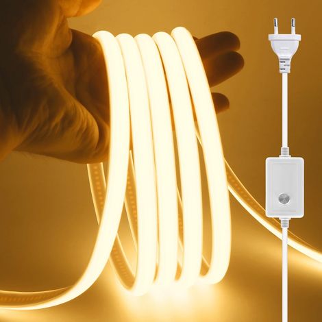 Ruban LED COB, 220V 288 LEDs/m Flexible Led Bande Neon Bandeau, Étanche IP65 LED Bande Lumineuse pour Escalier, Chambre, Noël, Fête, etc (Blanc Chaud,3M) (1/5)
