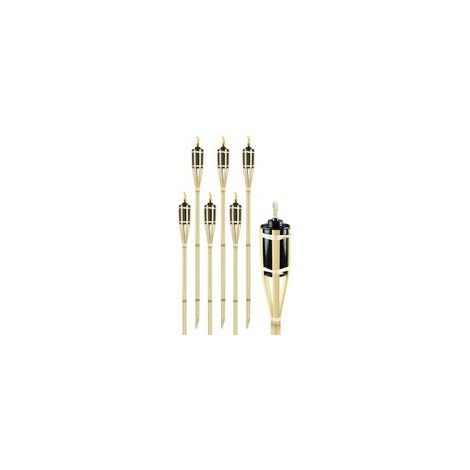 Lot de 6 torches en bambou naturel de 60 cm pour jardin extérieur avec mèche 011842