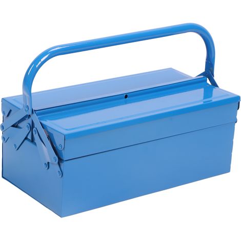 Coffre à outils métallique pliable 3 plateaux 2 niveaux, boîte de rangement cantilever pour garage et atelier (1/5)