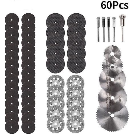 60-teiliges Diamanttrennscheiben-Set für Rotationswerkzeuge, Druckluftschleifer, Metalltrennscheiben
