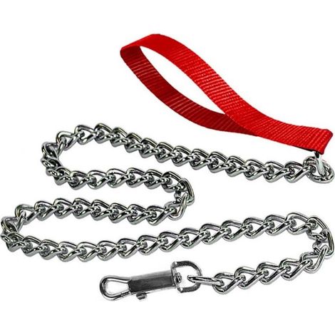 TrAdE Shop Traesio - Catena Per Cane Guinzaglio Cani 120x1x1,5cm Con Gancio Acciaio E Maniglia Nylon -