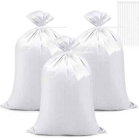 Lot de 20 sacs de sable 55 × 90 cm, sacs à gravier tissés haute résistance, sacs de sable haute résistance, pour la construction, les déchets de jardin et la protection contre les inondations (bl