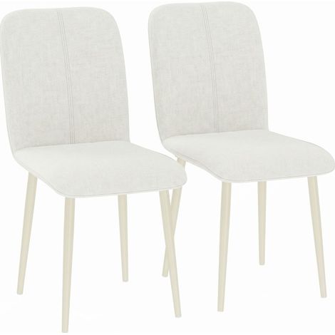 2 Esszimmerstühle 42x57x85 cm aus cremefarbenem Polyester, stabil für kleine Räume – MEUBLIV (1/5)
