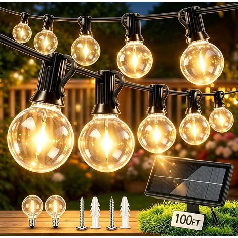 Guirlande Lumineuse Exterieure Solaire 30M – 50+2 Ampoules étanches (1/5)