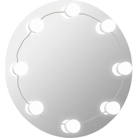 vidaXL Wandspiegel mit LED-Beleuchtung Rund Glas