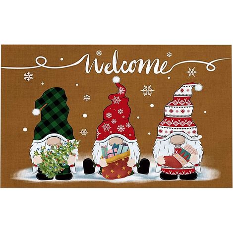 Tapis De Seuil De Porte - Thème Noël - Dos En Caoutchouc Antidérapant - Pour Intérieur Et Extérieur - 1 Pièce (1/5)