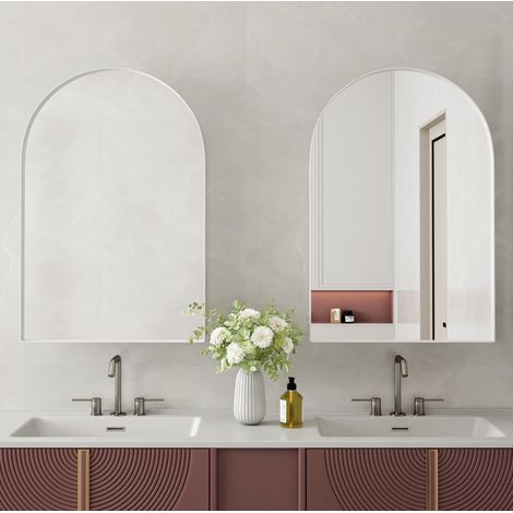 Armario espejo de pared 91x61x12 cm de metal Blanco con almacenaje FloraGrace (1/5)