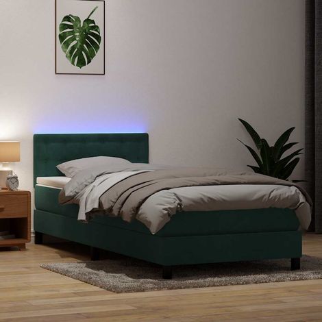 Boxspringbett mit Matratze & LED Dunkelgrün 80x220 cm Samt vidaXL