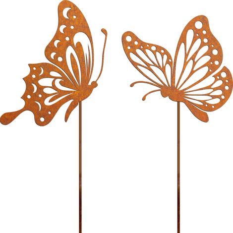 Lot de 2 papillons - Décoration de jardin - Pour l'extérieur - Résistant aux intempéries (1/5)