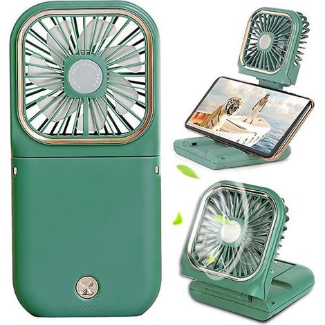 Tragbarer Faltventilator (Pink), Mini-Ventilator mit USB-Powerbank, kleiner persönlicher Ventilator mit 3 Geschwindigkeitsstufen, faltbarer, batteriebetriebener Tischventilator (1/5)