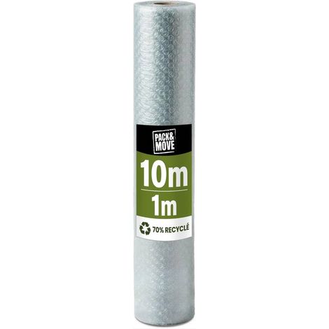 Pack And Move - Film À Bulle Recyclé - 1 X 10 M - Déménagement, Expédition Et Protection - Papier Bulle De Qualité - 70% recyclé (1/5)