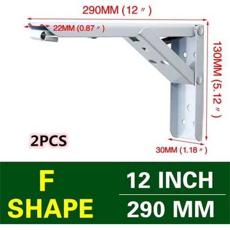 (12 pouces blanc) 2 supports d'angle triangulaires pliables et réglables pour fixation murale, support pour banc, table, étagère, meubles, quincaillerie de support robuste (1/5)