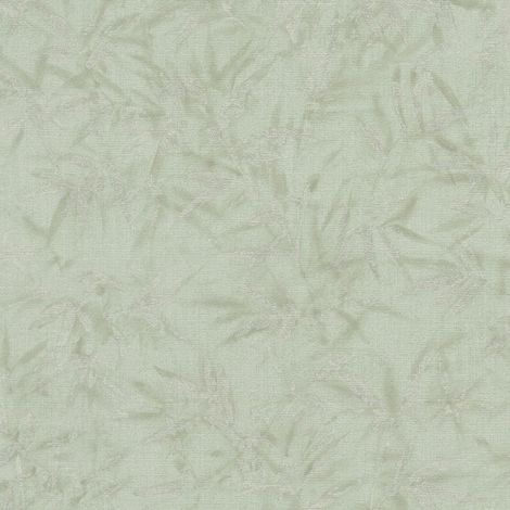 Carta da parati natura Profhome 790464 Carta da parati TNT goffrata a caldo leggermente strutturata con ornamenti floreali ed accenti metallici verde argento verde-menta 5,33 m2