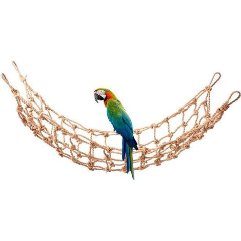 1 corde en chanvre pour perroquets moyens et grands, filet d'escalade suspendu, balançoire, jouet pour cage à oiseaux (1/5)