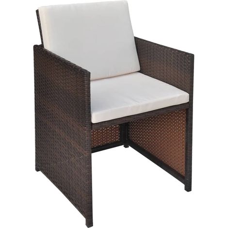 Lot de 2 Chaises d'extérieur - Chaises de jardin avec coussins Résine tressée Marron fr1998 - Maison La Vie (1/3)
