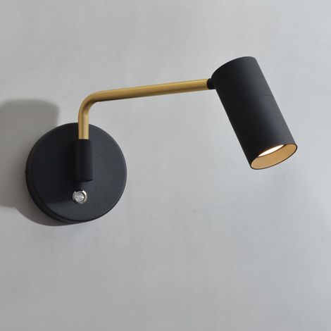 Applique Murale Avec Interrupteur,Noir Mat Et Or Applique Murale Avec Abat-Jour Orientable,Bras Long 180°Vintage Applique Intérieure,Lampe de Lit Pour Chambre Lit,Salon,Couloir,Escalier,g10,1Pack (1/5)