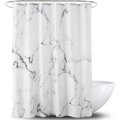 Rideau de douche anti-moisissures - imprimé motif marbre - anneau de suspension inclus - imperméable - polyester - 180 x 200 cm (1/2)
