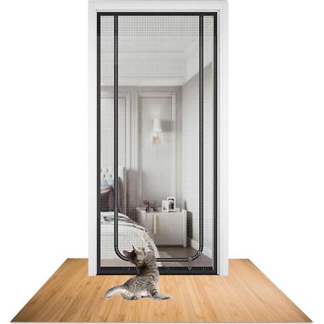Katzengitter Tür 90x200cm mit Reißverschluss, Insektenschutz für Haustiere (1/5)