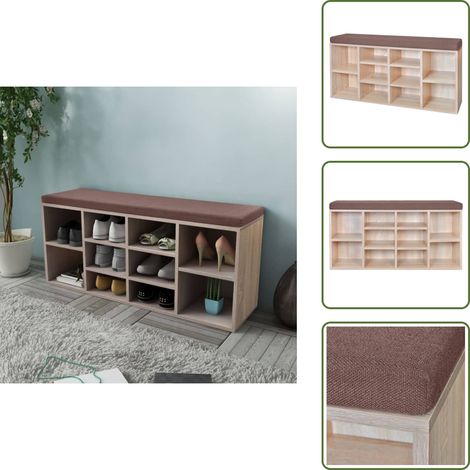 Schuhschrank Schuhbank Sitzbank 10 Fächer Eichefarbe - Schuhschrank - Schuhbank - Sitzbank - Eichenholz - Möbel (1/5)