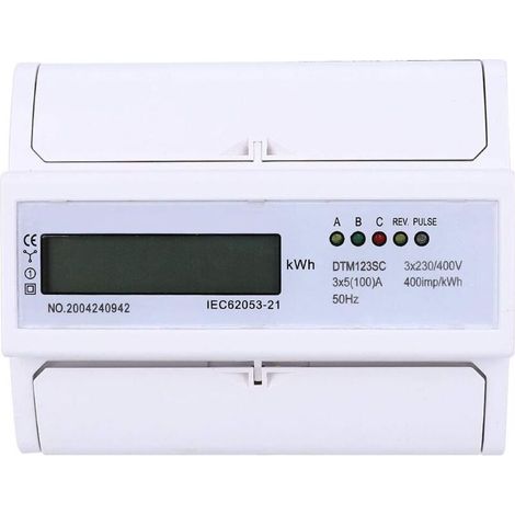230 / 400V 5-100A Compteur électrique numérique kWh Consommation d'énergie Compteur triphasé KWh avec écran LCD