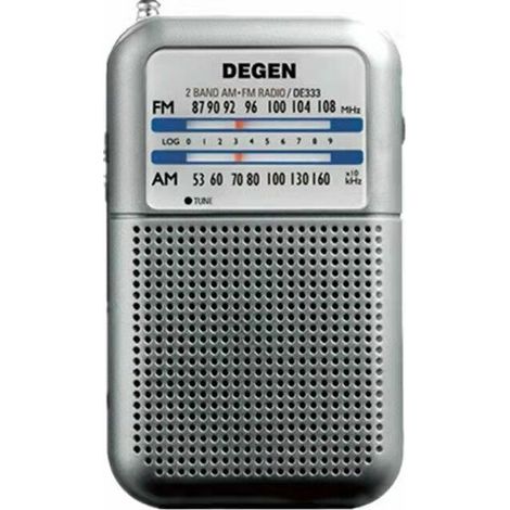 Radio portátil mini DE-333, radio a transistores con botón FM e indicador de señal, batería reemplazable (AAA) (1/5)