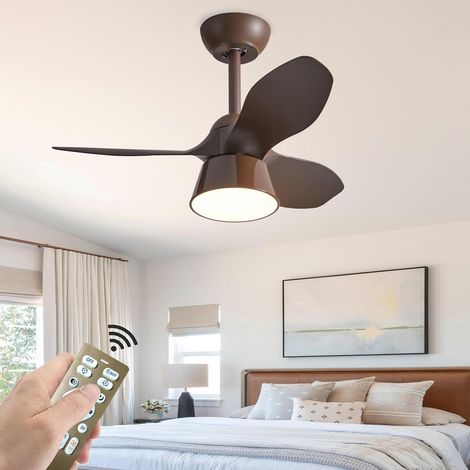 Ventilateur de plafond de 80 cm avec lumière et télécommande, Lampe de ventilateur de plafond à LED à intensité variable, 6 vitesses, minuterie (1/5)