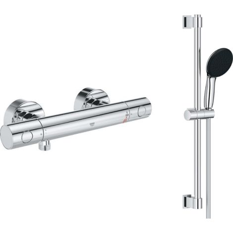 Grohe - Mezclador termostático de ducha Grohtherm 800 + barra de ducha + jabonera + teleducha Tempesta