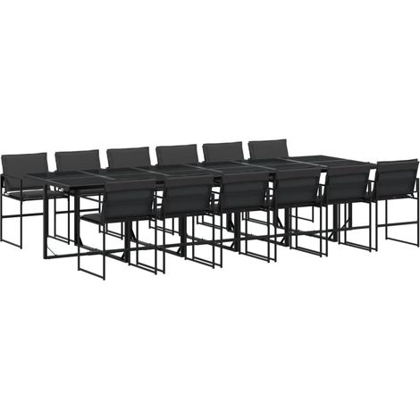 Maison Exclusive - 13-tlg. Garten-Essgruppe mit Kissen Schwarz Te